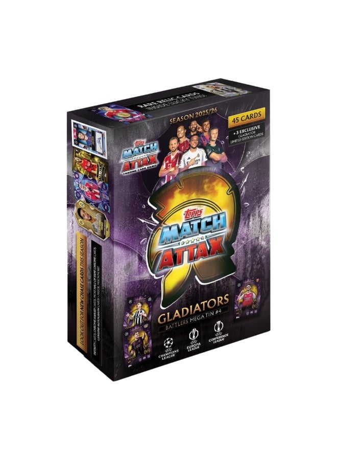 Topps Match Attax UCC 2025/2026 Collectible Football Trading Cards, Mega Tin "Battlers" with 45 Cards + 3 Exclusive Limited Edition Cards, Officially Licensed Product - Image 1
